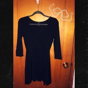deep v black mini dress